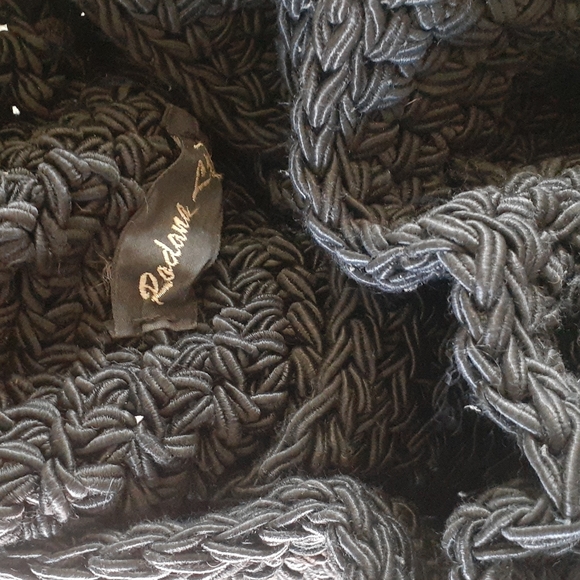 BOHO RODANA LTD black crochet knit backpack Purse Bag - Picture 6 of 13